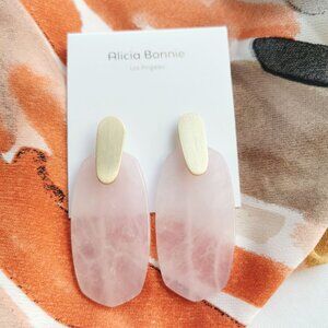 Alicia Bonnie - Cathy - Gold Rose Quartz Earrings